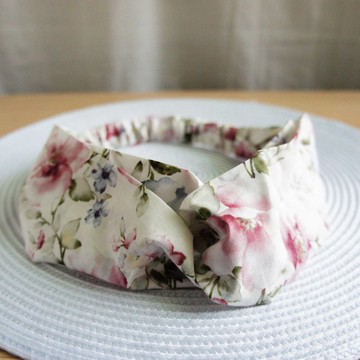 Lovely【日本布訂製】渲染花朵蝴蝶鬆緊髮帶、髮圈【粉紅&紫】