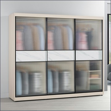 7.5尺鋁框滑門衣櫥 收納衣櫃 儲物衣帽間 玻璃櫃子 玻璃門衣櫥【149A04022】Leader傢居館149-A214+A214+A212