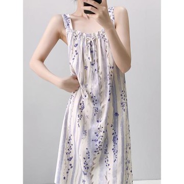 吊帶睡裙女夏棉綢2025新款睡衣中長款高中大學生背心裙人造棉裙子