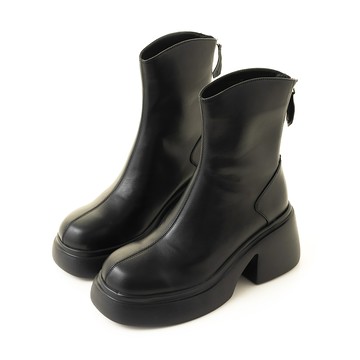 逆天厚底皮革襪靴 黑 GB823BK