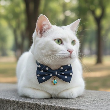 午夜藍點點款 蝴蝶結寵物裝飾項圈 貓咪 小型犬