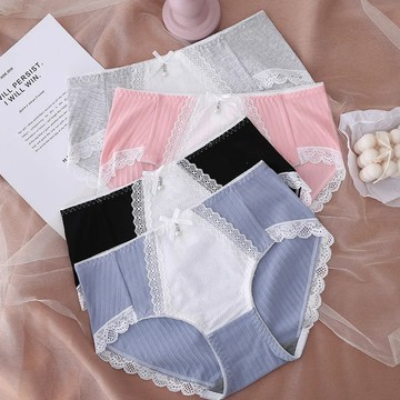 女生內褲 2條裝 大碼內褲 女純棉三角內褲 中高腰收腹內褲 女士蕾絲邊打底褲 性感石墨烯襠三角褲 女生內褲【不二雜貨】
