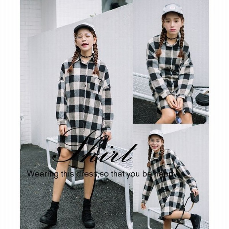 長袖シャツ ロングシャツ チェックシャツ ブラウス レディース トップス 秋冬 チェック柄 ロング丈 チュニック丈 長袖 バイカラー ナチュラル ゆっ 通販 Lineポイント最大0 5 Get Lineショッピング