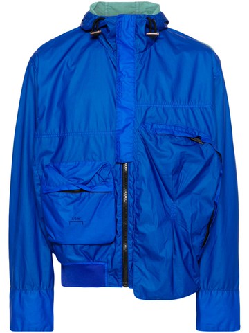 A-COLD-WALL* - logo-embroidered hooded jacket - men - Elastane/Polyamide/Cotton - L - Blue
