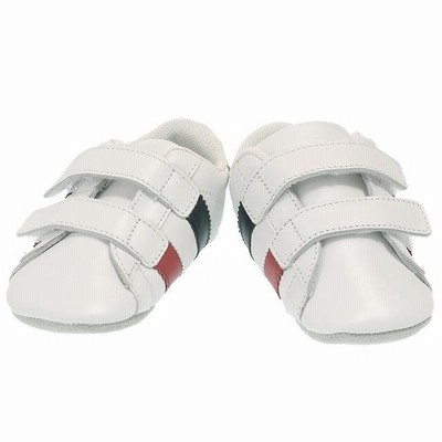 モンクレールキッズ・ユニセックス／MONCLER KID'S トリコロールデザイン・ベロクロレザースニーカー・ルームシューズ(ホワイト) 4M700 00 01AD1 002／H1／W