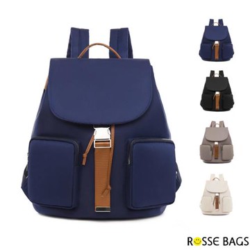 【Rosse Bags】大容量精緻簡約戶外休閒女士背包(現+預  黑色／灰色／米色／藍色)