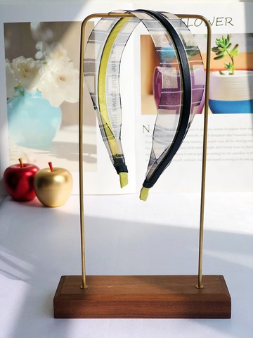 原創黑黃格紗面款髮箍