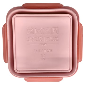 HOUSUXI 舒希 正方形矽膠折折盒 櫻粉色  1入  1個