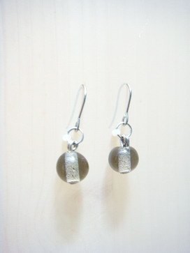 柚子林琉璃 - 百搭琉璃耳環系列 - 透明灰 - 可改夾式