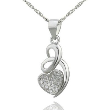925純銀項鍊 鑲鑽吊墜-簡約流行心型時尚母親節情人節生日禮物女飾品73dk10【獨家進口】【米蘭精品】