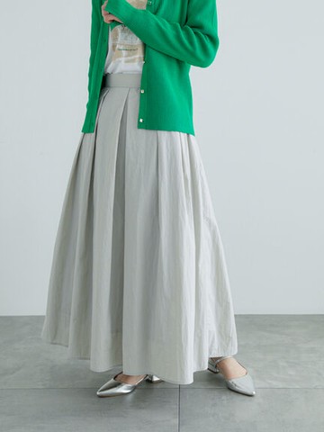 抓皺感後鬆緊設計尼龍百褶長裙(FC42L0L0480) - Te chichi