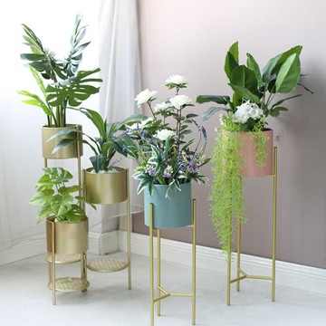 北歐綠植花架套裝家居擺放仿真盆栽室內客廳植物架落地式多層龜背