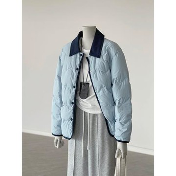 反季特價藍色短款白鴨絨羽絨服女冬季新款2025年新款高級感超好看