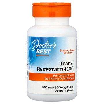 Doctor's Best, 反式白藜蘆醇 100，60 粒素食膠囊