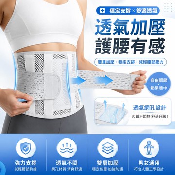 人體工學鋼板護腰帶 可拆卸三墊片透氣支撐腰托 加寬強力束帶腰椎減壓 久坐久站搬重健身固定護腰 男女通用長輩腰椎保護寬腰帶
