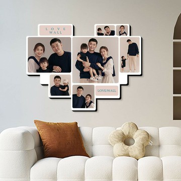 創意愛心大相框 照片定製 簡約水晶掛墻diy生活照全家情侶照房間 創意相框擺件擺臺客廳玄關入戶書房 掛牆畫像框 相框架