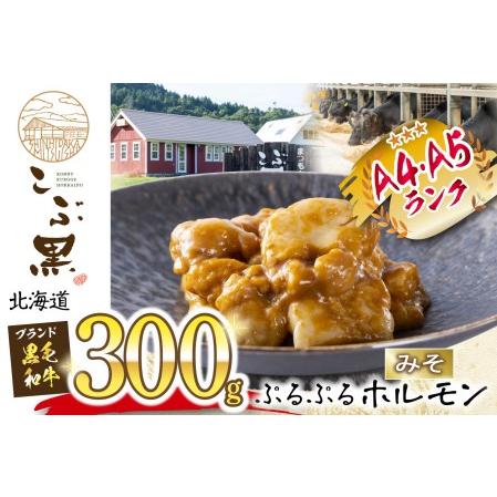 ふるさと納税 北海道産 黒毛和牛 こぶ黒 和牛 みそ ホルモン 300g  北海道新ひだか町