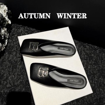 法式包頭半拖鞋女夏外穿時尚女士外出平底鞋子氣質大碼女鞋41一43