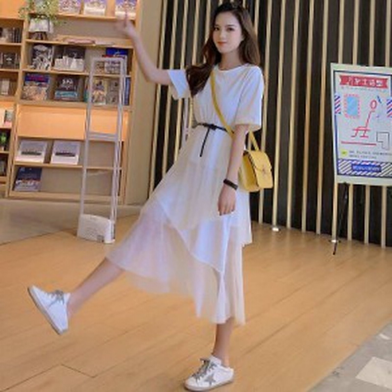 レディース ワンピース Tシャツワンピ 透け素材 透け感 ミモレ丈 ホワイト ブラック グレー S M L サイズ 送料無料 通販 Lineポイント最大1 0 Get Lineショッピング