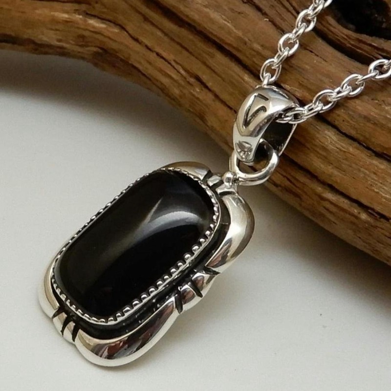 navajo オニキス　ネックレス　トップ　Sterling シルバー925 オニキス スターリングシルバー ペンダント トップ インディアン