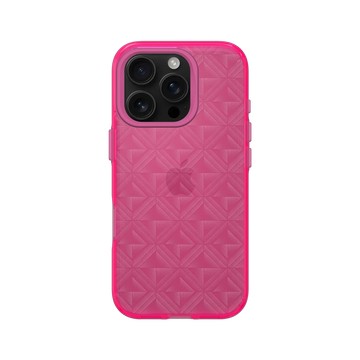 iPhone 16 Pro Clear 粉漾桃 - Textured Glass: Luminous Sculpture 玻璃紋理系列：光映雕塑 - 晶鑽花玻璃