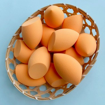 【TreeShop】超彈橘色斜切美妝蛋 乾濕兩用 遇水變大不吃粉乾濕兩用粉撲