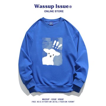 WASSUP ISSUE小羊印花圓領衛衣男款春秋季潮牌長袖T恤情侶外套男