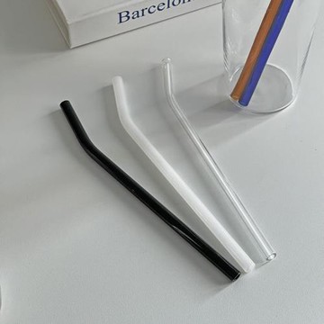 可重復使用 耐高溫加厚玻璃吸管彩色吸管直管彎管吸管刷綠色環保