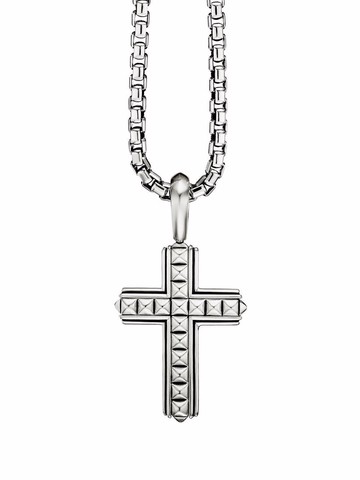 David Yurman - sterling silver Pyramid cross - men - Sterling Silver - One Size