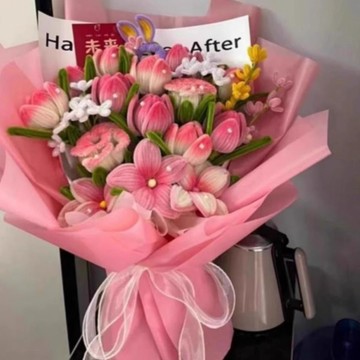 🌷扭一扭🌷 畢業扭扭棒diy郁金香玫瑰花束材料包自制大花束花送閨蜜送女朋友 手作花束 畢業花束 交換禮物