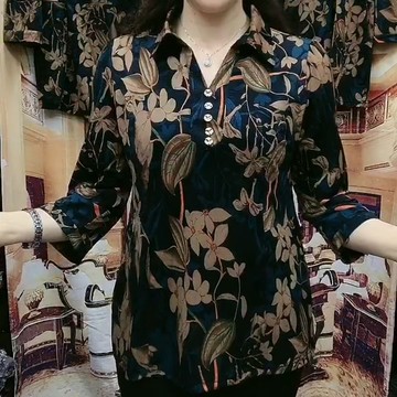 夏季新款中年媽媽裝七分袖洋氣上衣高貴女裝氣質T恤減齡衫