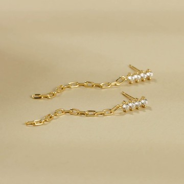 s925銀日系簡約耳釘 清新百搭日常溫柔鏈條耳釘 女生耳釘禮物推薦