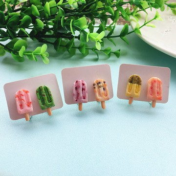 迷你夏日清新軟陶冰棍925銀耳釘Miniature Popsicle Earrings