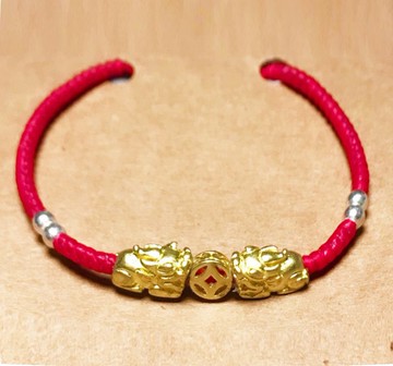 咬錢貔貅(小) 客製手鍊 貔貅 古錢 情侶對練 礦石 招豺 好運蠟線