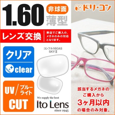 オプション ネコメガネ度付き超薄型クリアレンズ 1 60非球面 コンフル160as 2枚1組 通販 Lineポイント最大get Lineショッピング