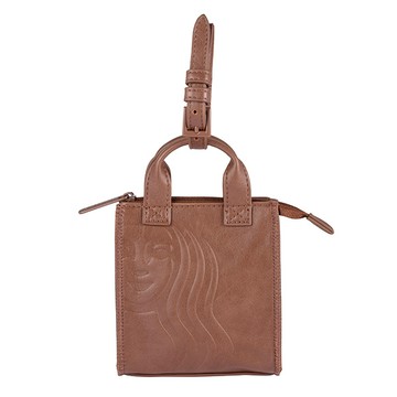 星巴克深棕皮革中禮袋迷你包