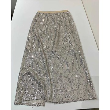 溫柔浪漫還帶一點隨性慵懶！意大利BC珠片紗亮片中長款半身裙女