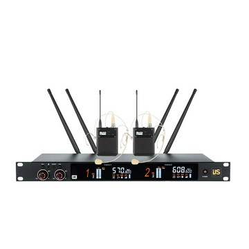 真分集無線話筒雙通道專業一拖二防嘯叫演出手持領夾頭戴麥克風【宜家良品百貨】