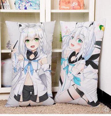【滿500出貨】虛擬vtuber 白上吹雪 小狐貍周邊動漫抱枕定制二次元可愛長條靠墊