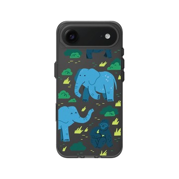 iPhone Air Clear (相機按鈕) 酷墨灰 - RHINOSHIELD X Taipei Zoo - 非洲區插畫（西部低地大猩猩、非洲象）