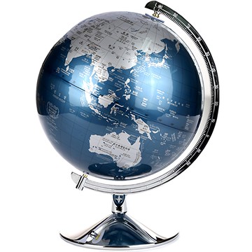 Seojeon 260 金屬藍裝飾地球儀 (附國旗貼紙+世界地圖+世界國家資訊手冊)  金屬藍