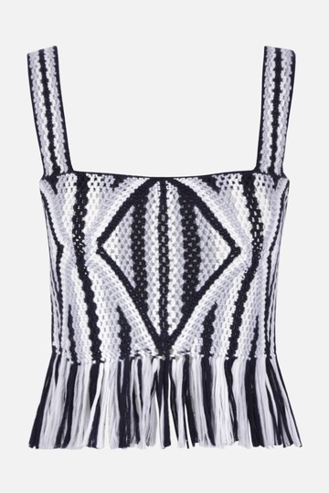 GABRIELA HEARST Amalia fringed wool cropped top Woman