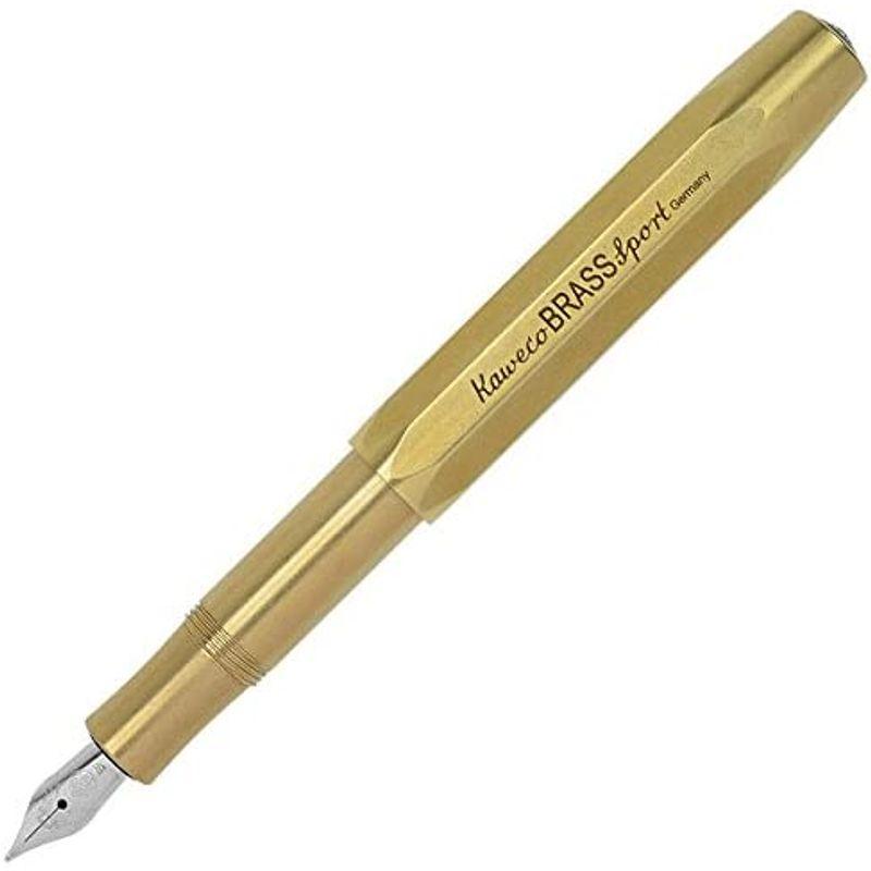 Kaweco ALスポーツペン万年筆（ミディアムペン）ギフトセットブラックインクカートリッジ (真鍮 (Brass))