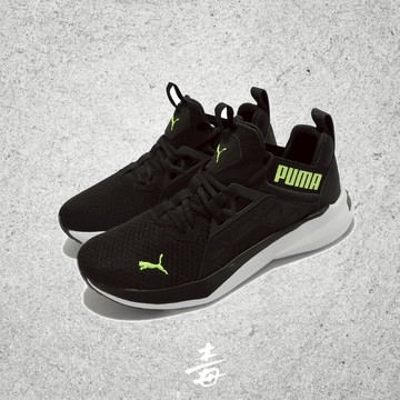 【毒】PUMA Softride Enzo NXT 男款 休閒鞋 黑色 螢光綠 路跑 瘦子代言款 19523406【領券折222｜Cube卡+APP下單最高10%回饋】