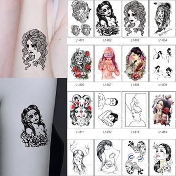 美女 藝妓 女圖系列 共2000款👑大邱紋身👑【T08L】TATTOO 防水 紋身貼紙刺青貼紙紋身貼刺青貼 T08