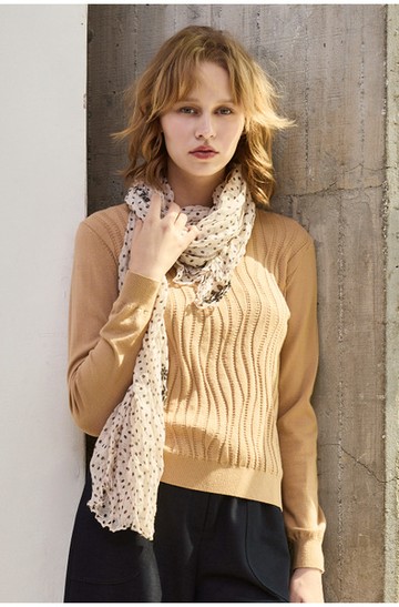 立體波紋圓領線衫