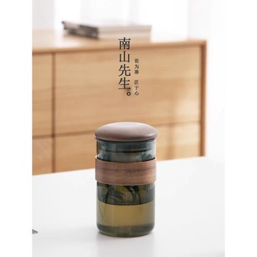 南山先生玻璃泡茶杯茶水分離帶蓋過濾辦公室男士喝水杯防燙茶道杯