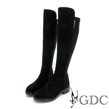 GDC-素面高級感長腿歐膩彈力膝上長靴-黑