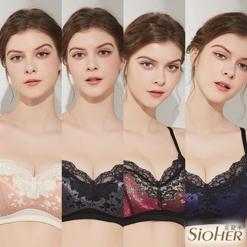 【SiOHER 熹歐禾】單件組 ★ 絲綢魅誘性感蕾絲無鋼圈內衣(性感內衣/女內著/無痕內衣)