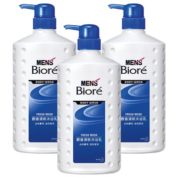 Men's Biore 男性清新沐浴乳 麝香 750ml  3瓶